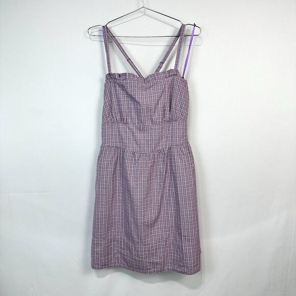 Tulle Dress Purple Gingham Cross Back Mini Dress Anthropologie NWT Women's XL - Picture 1 of 7